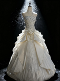 Ndyad Sweetheart Neck Ball Gown Long Wedding Dresses Taffeta Sleeveless Bridal Gowns White Bridal Dresses HZ1024