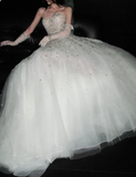 Ndyad Sweetheart Neck Ball Gown Long Wedding Dresses Tulle Beaded Sleeveless Bridal Gowns White Bridal Dresses HZ1024