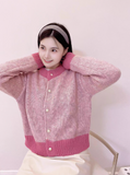 Ndyad contrasting round neck knitted cardigan HZ1024