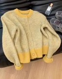 Ndyad contrasting round neck knitted cardigan HZ1024
