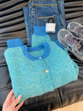 Ndyad contrasting round neck knitted cardigan HZ1024