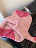 Ndyad contrasting round neck knitted cardigan HZ1024