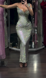 Ndyad One-Shoulder Sheath Grey Long Prom Dresses Sleeveless Formal Dresses Grey Evening Dresses HZ1024