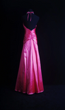 Ndyad Halter Neck Sheath Long Prom Dresses Satin Hot Pink Formal Dresses Hot Pink Halloween Dresses HZ1024