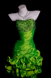 Ndyad Strapless Bodycon Hi-lo Prom Dresses Taffeta Green Formal Dresses Green Halloween Dresses HZ1024