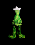 Ndyad Strapless Bodycon Hi-lo Prom Dresses Taffeta Green Formal Dresses Green Halloween Dresses HZ1024