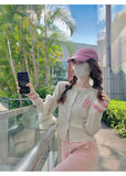 Ndyad style letter contrast color long sleeve knitted cardigan HZ1024