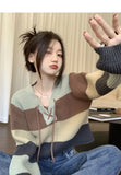 Ndyad Hong Kong style contrasting color bandage striped sweater HZ1024