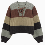 Ndyad Hong Kong style contrasting color bandage striped sweater HZ1024