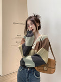 Ndyad Hong Kong style contrasting color bandage striped sweater HZ1024