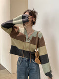 Ndyad Hong Kong style contrasting color bandage striped sweater HZ1024