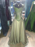 Ndyad Strap Sheath Green Long Prom Dresses Satin Green Evening Dresses HZ1024