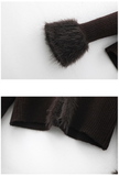 Ndyad Girl Style Coffee Cat Ear Hooded Knitted Cardigan HZ1024