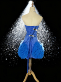 Ndyad Sweetheart Homecoming Dresses Blue Bodycon Short Prom Dresses Satin Tulle Classic Blue Birthday Dresses HZ1024