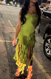 Ndyad Strapless Bodycon Green Short Prom Dresses Ruffle Green Birthday Dresses HZ1024