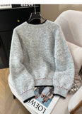 Ndyad lazy style round neck long sleeve sweater HZ1024