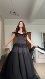 Ndyad New Halloween Party Dresses Sexy Off-the-shoulder A-Line Black Long Evening Dresses Black Formal Dresses HZ1024
