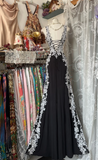 Ndyad Sweetheart Sheath Black Long Prom Dresses Lace Applique Black Long Evening Dresses HZ1024