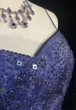 Ndyad Spaghetti Strap A-Line Purple Long Prom Dresses Tulle Beaded Purple Long Evening Dresses HZ1024