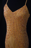 Ndyad Spaghetti Strap Sheath Long Prom Dresses Beaded Chiffon Pastel Orange Formal Dresses Sleeveless Evening Gowns HZ1024
