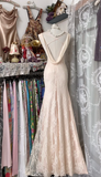 Ndyad Sheath Long Prom Dresses Lace Light Blush Pink Formal Dresses HZ1024