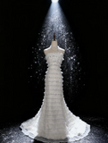 Ndyad Strapless Sheath Long Wedding Dresses Tulle White Bridal Gowns Sleeveless Bridal Dresses HZ1024