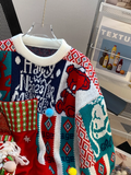 Ndyad 3D Santa Claus Red Round Neck Pullover Sweater HZ1024