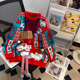 Ndyad 3D Santa Claus Red Round Neck Pullover Sweater HZ1024