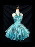 Ndyad Halter A-line Blue Short Birthday Dresses Satin Blue Party Dresses HZ1024
