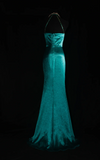 Ndyad V-neck Sheath Turquoise Long Prom Dresses Beaded Satin Turquoise Evening Dresses HZ1024