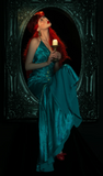 Ndyad V-neck Sheath Turquoise Long Prom Dresses Beaded Satin Turquoise Evening Dresses HZ1024