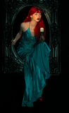 Ndyad V-neck Sheath Turquoise Long Prom Dresses Beaded Satin Turquoise Evening Dresses HZ1024