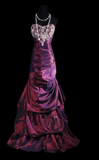 Ndyad Strapless Sheath Purple Long Prom Dresses Taffeta Rhinestone Applique Purple Evening Dresses Sweet 16 Dresses HZ1024
