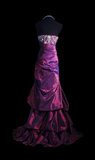 Ndyad Strapless Sheath Purple Long Prom Dresses Taffeta Rhinestone Applique Purple Evening Dresses Sweet 16 Dresses HZ1024
