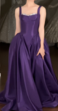 Ndyad Strap Ball Gown Purple Long Prom Dresses Satin Purple Long Birthday Dresses HZ1024