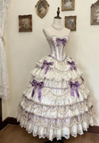Ndyad Sweetheart Ball Gown Lace White Long Lolita Dresses Silk White Long Birthday Dresses HZ1024