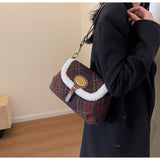 Ndyad Retro Wool Plaid Crossbody Bag HZ1024