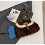 Ndyad Retro Wool Plaid Crossbody Bag HZ1024