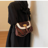 Ndyad Retro Wool Plaid Crossbody Bag HZ1024