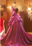 Ndyad One Shoulder Ball Gown Fuchsia Long Prom Dresses Satin Sequin Fuchsia Quinceanera Dresses Sweet 16 Dress HZ1024