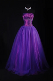 Ndyad Strapless Ball Gown Purple Long Prom Dresses Tulle Purple Evening Dresses HZ1024