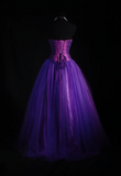 Ndyad Strapless Ball Gown Purple Long Prom Dresses Tulle Purple Evening Dresses HZ1024