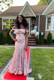 Ndyad Spaghetti Strap Mermaid Pink Long Prom Dresses Tulle Applique Pink Long Birthday Dresses HZ1024