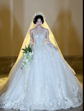 Ndyad Strapless Ball Gown Long Wedding Dresses Tulle Applique White Bridal Gowns Sleeveless Bridal Dresses HZ1024