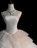 Ndyad Strapless Ball Gown Long Wedding Dress Sleeveless Bridal Gown Tulle Bride Dress HZ1024