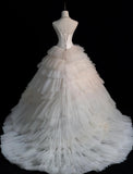 Ndyad Strapless Ball Gown Long Wedding Dress Sleeveless Bridal Gown Tulle Bride Dress HZ1024