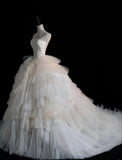 Ndyad Strapless Ball Gown Long Wedding Dress Sleeveless Bridal Gown Tulle Bride Dress HZ1024