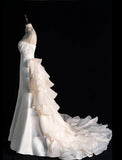Ndyad Strapless Mermaid Long Wedding Dress Sleeveless White Bridal Gown Satin Bride Dress HZ1024