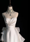 Ndyad Strapless Mermaid Long Wedding Dress Sleeveless White Bridal Gown Satin Bride Dress HZ1024