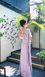 Ndyad Sheath Satin Purple Bridesmaid Dresses Purple Formal Dresses HZ1024